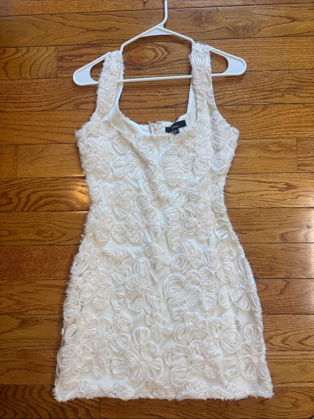 Lulu’s Evara Ivory Floral Applique A-Line Mini Dress